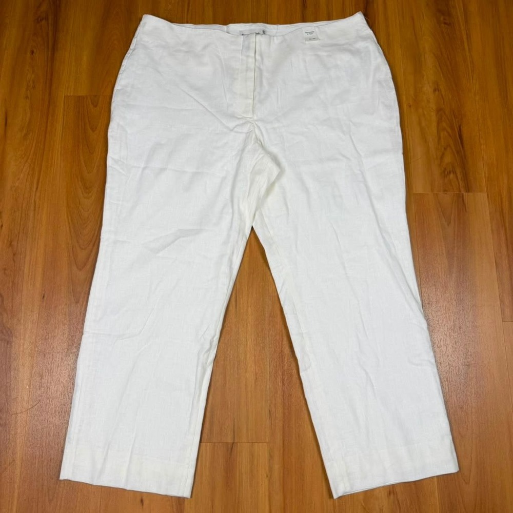 Abercrombie & Fitch White Linen Blend Straight Leg Pants Size 18R 34 156F0786